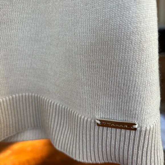 Tahari Pointelle Beige Mock Turtleneck Tank w/Ribbed Soft Knit Women’s S - Picture 5 of 6